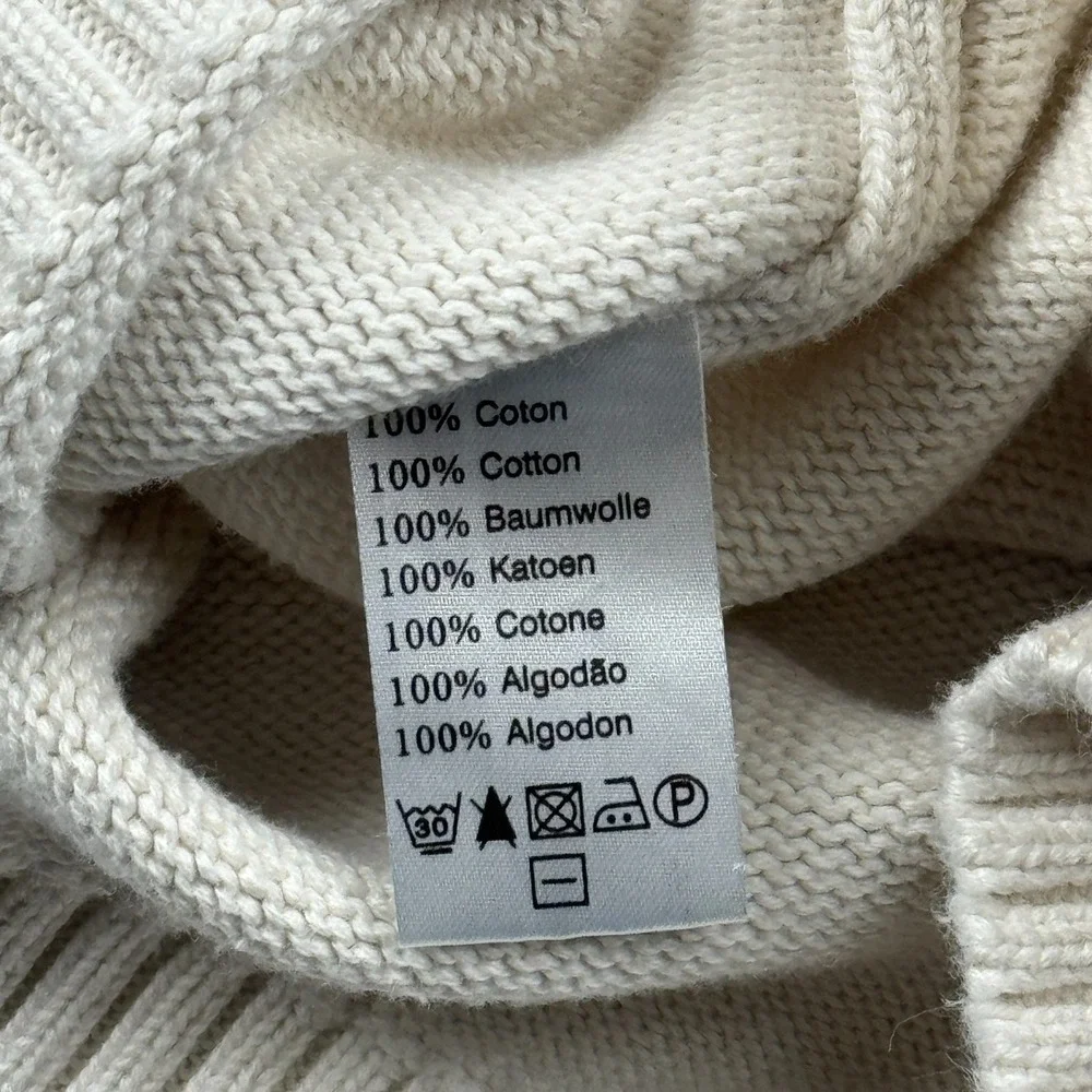Vintage Lacoste Sweater Mens 46 Small Creme Knit V-Neck Ribbed Pullover Croc - Picture 9 of 11
